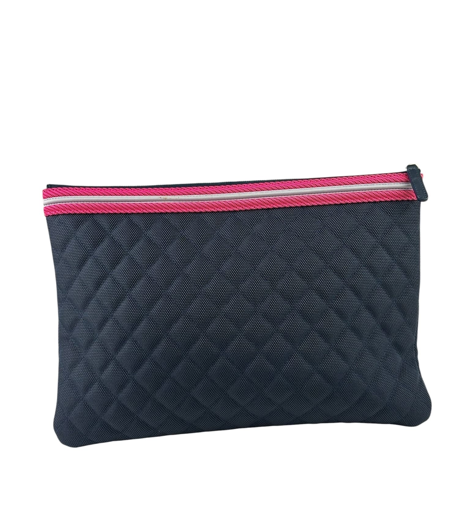 Chanel Navy Quilted Fluo Boy Medium O-Case Clutch