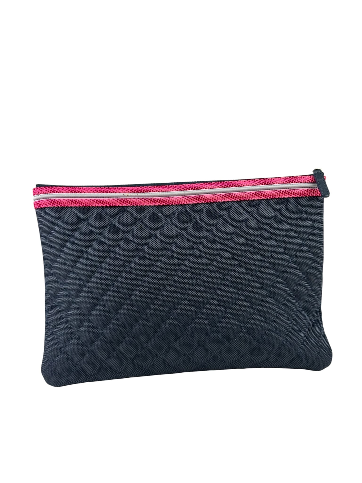 Chanel Navy Quilted Fluo Boy Medium O-Case Clutch