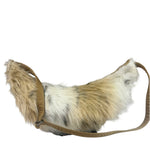Burberrys Vintage Blue Label Beige Faux Fur Trimmed Shoulder Bag