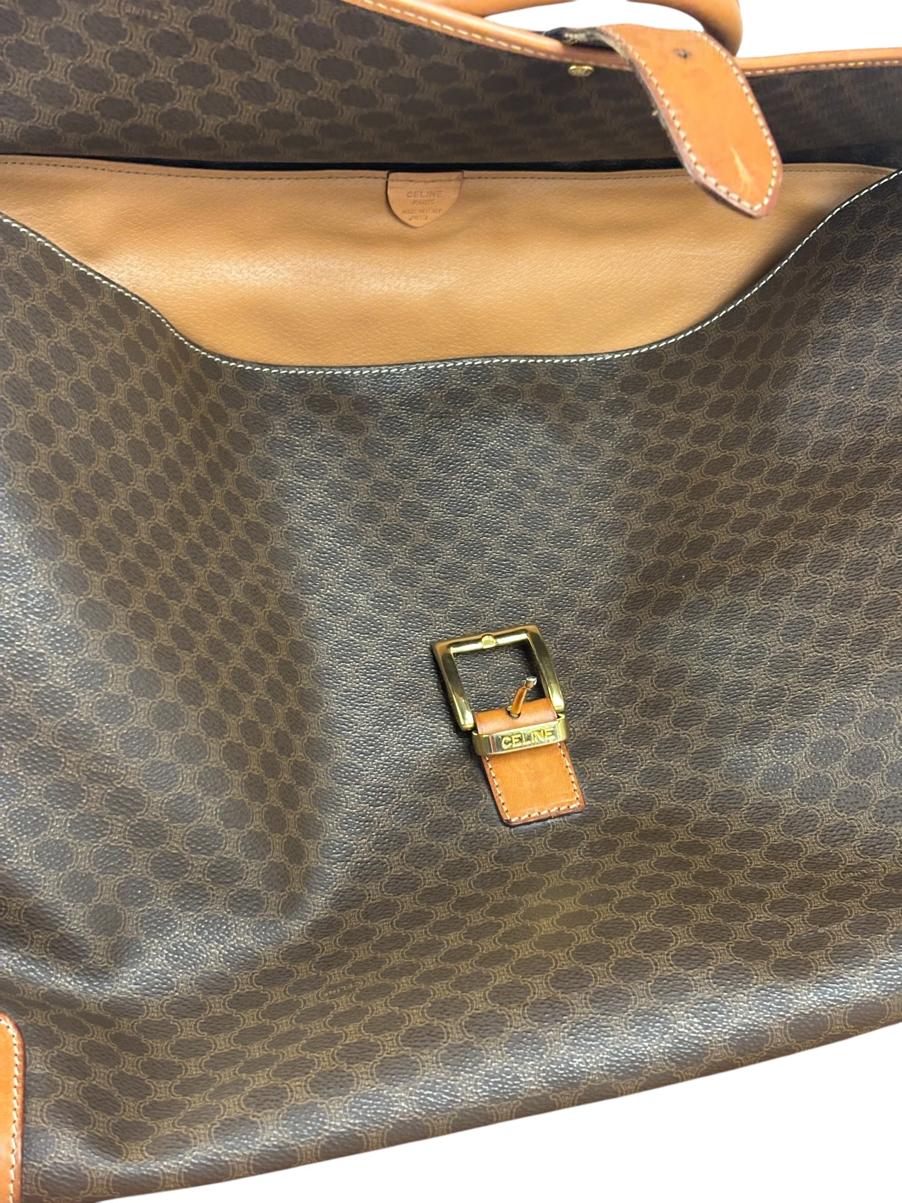 Celine Vintage Macadam Coated Canvas Weekender Travel Bag