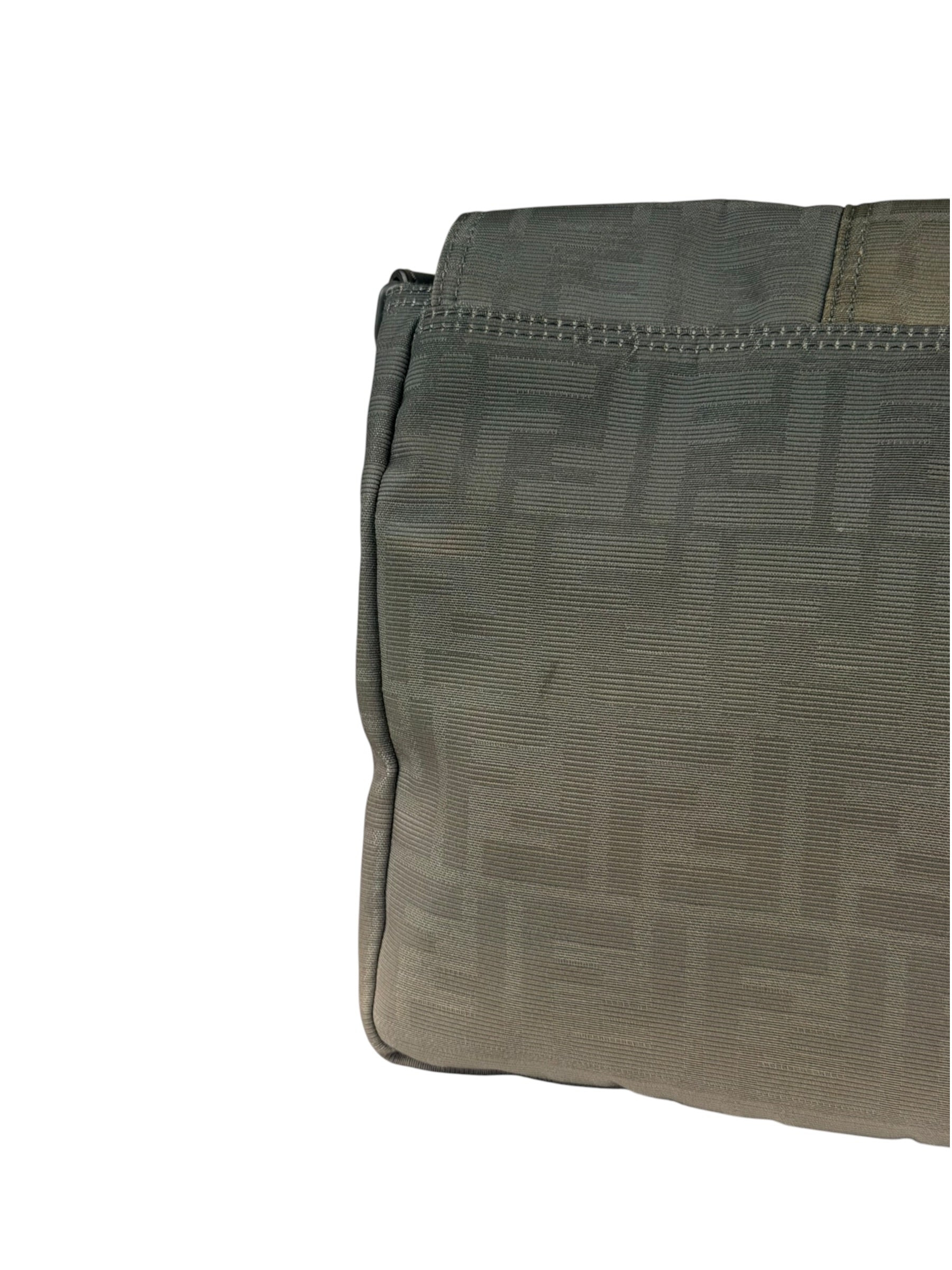Fendi Vintage Grey Nylon Mamma Baguette Messenger Bag