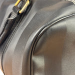 Fendi Grey/Black Leather Striped Boston Bag