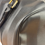 Fendi Grey/Black Leather Striped Boston Bag