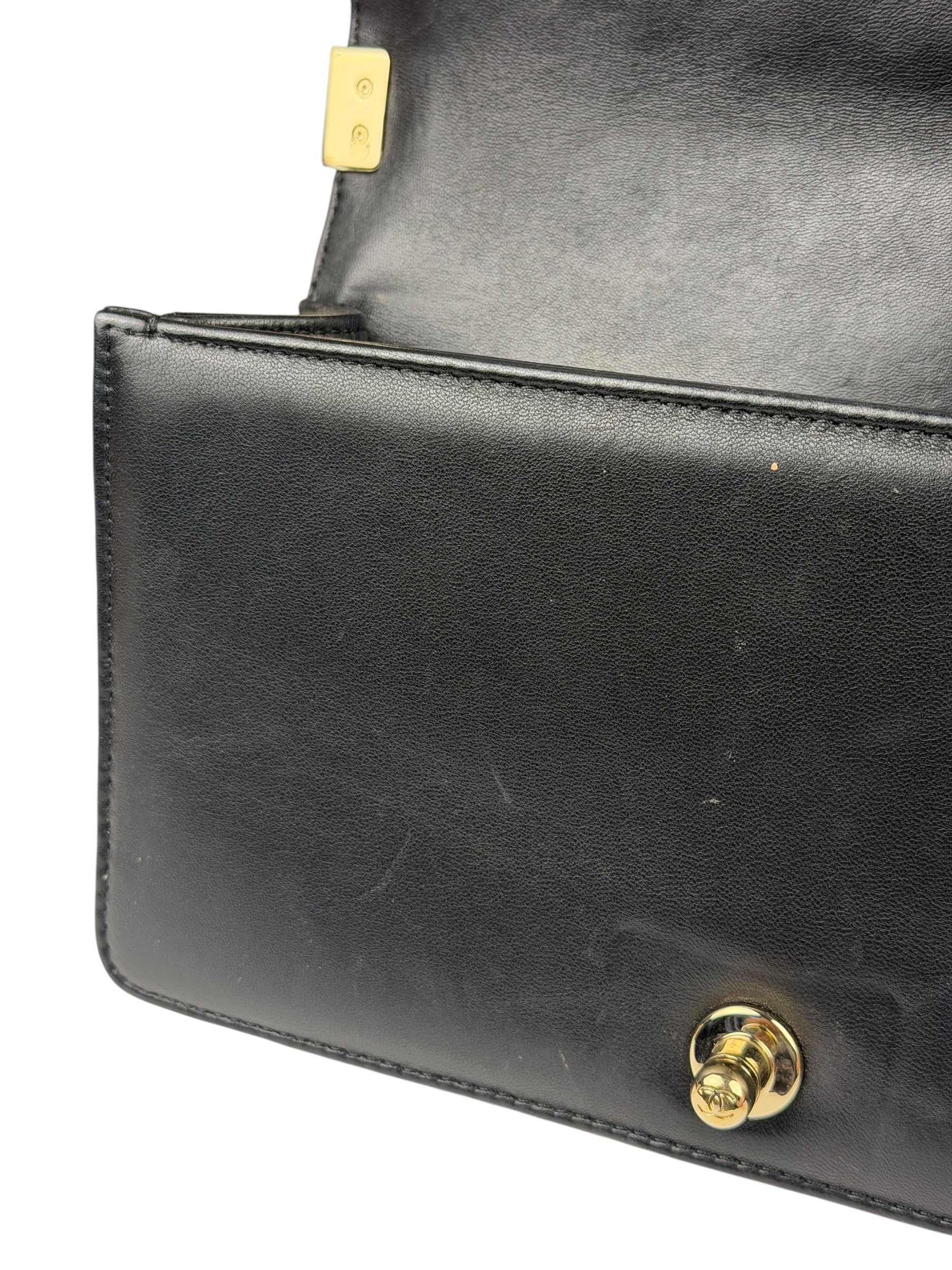 Chanel Black Chevron Leather Boy Medium Flap Bag 2017