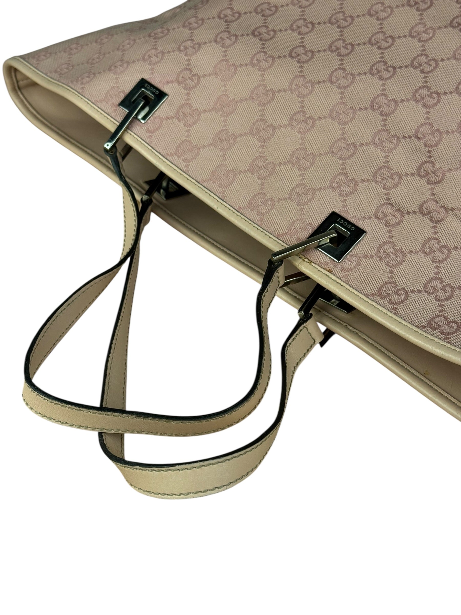 Gucci Vintage Pink Canvas Large Tote Bag