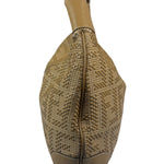 Fendi Beige Leather Trim Woven Hobo Bag