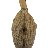 Fendi Beige Leather Trim Woven Hobo Bag