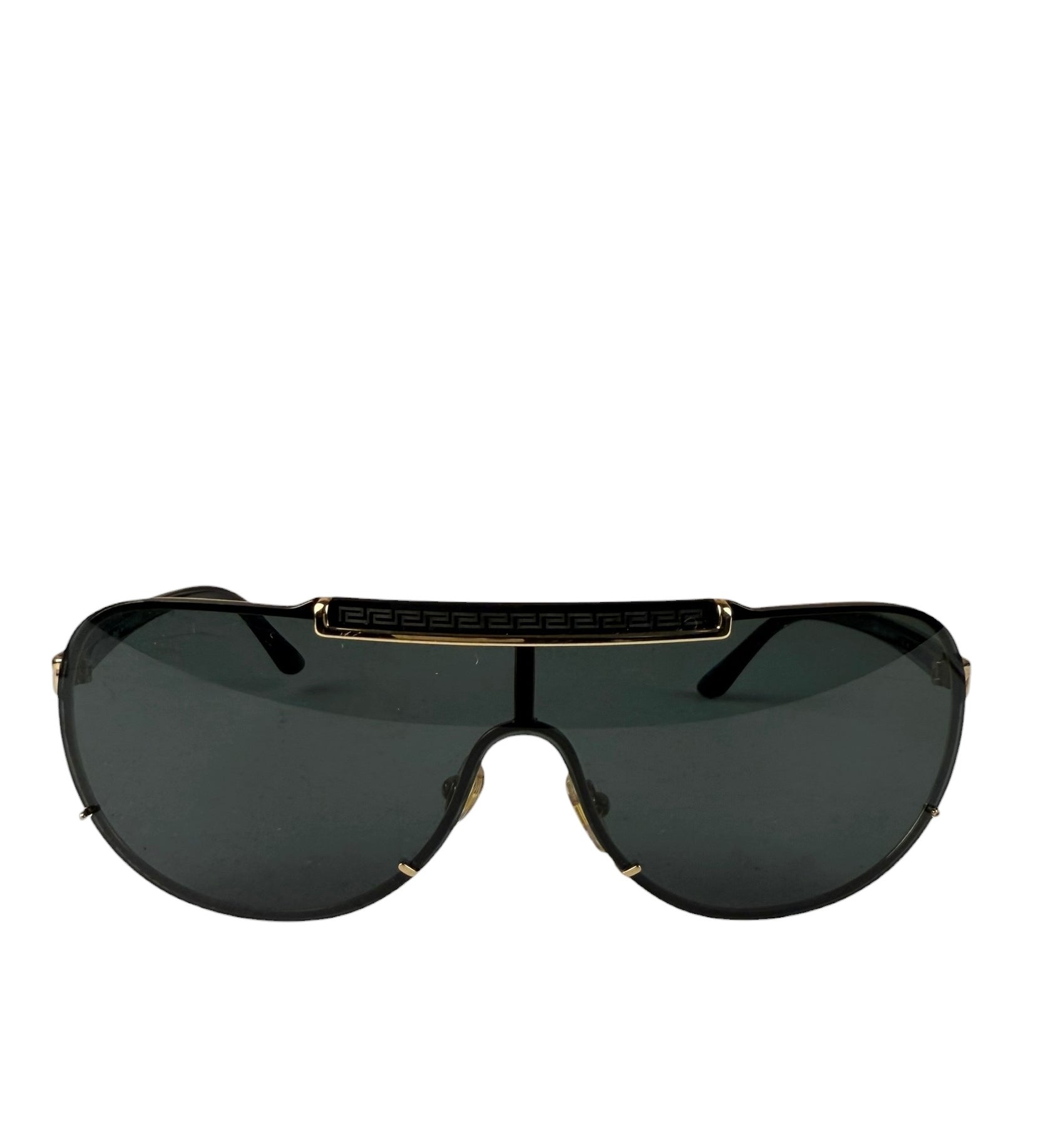 Versace VE2140 Striking Gold Greca Pattern On Top Bar Sunglasses