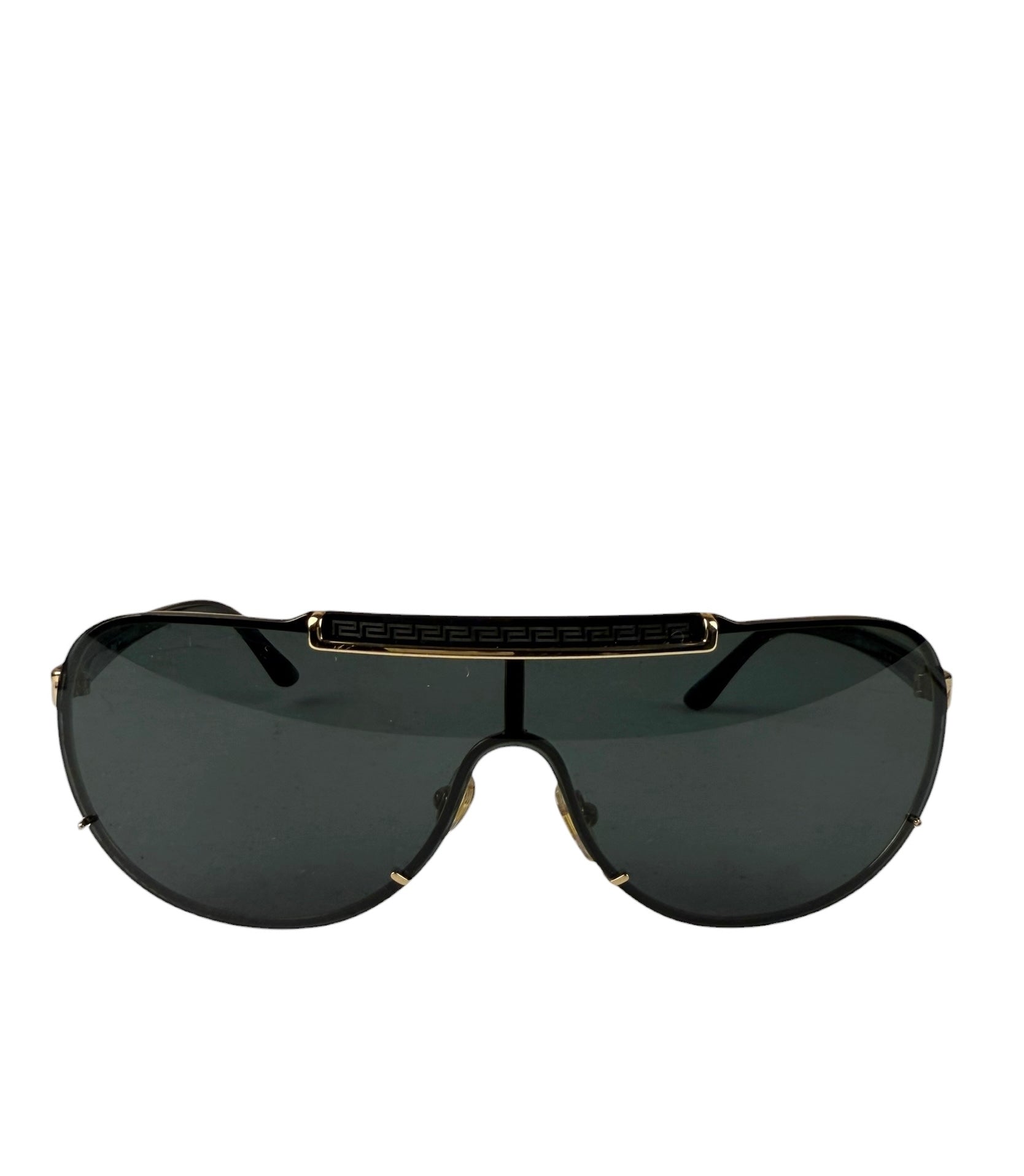 Versace VE2140 Striking Gold Greca Pattern On Top Bar Sunglasses