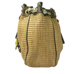 Gucci Brown Snakeskin Trim Large Raffia Positano Tote