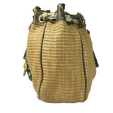 Gucci Brown Snakeskin Trim Large Raffia Positano Tote