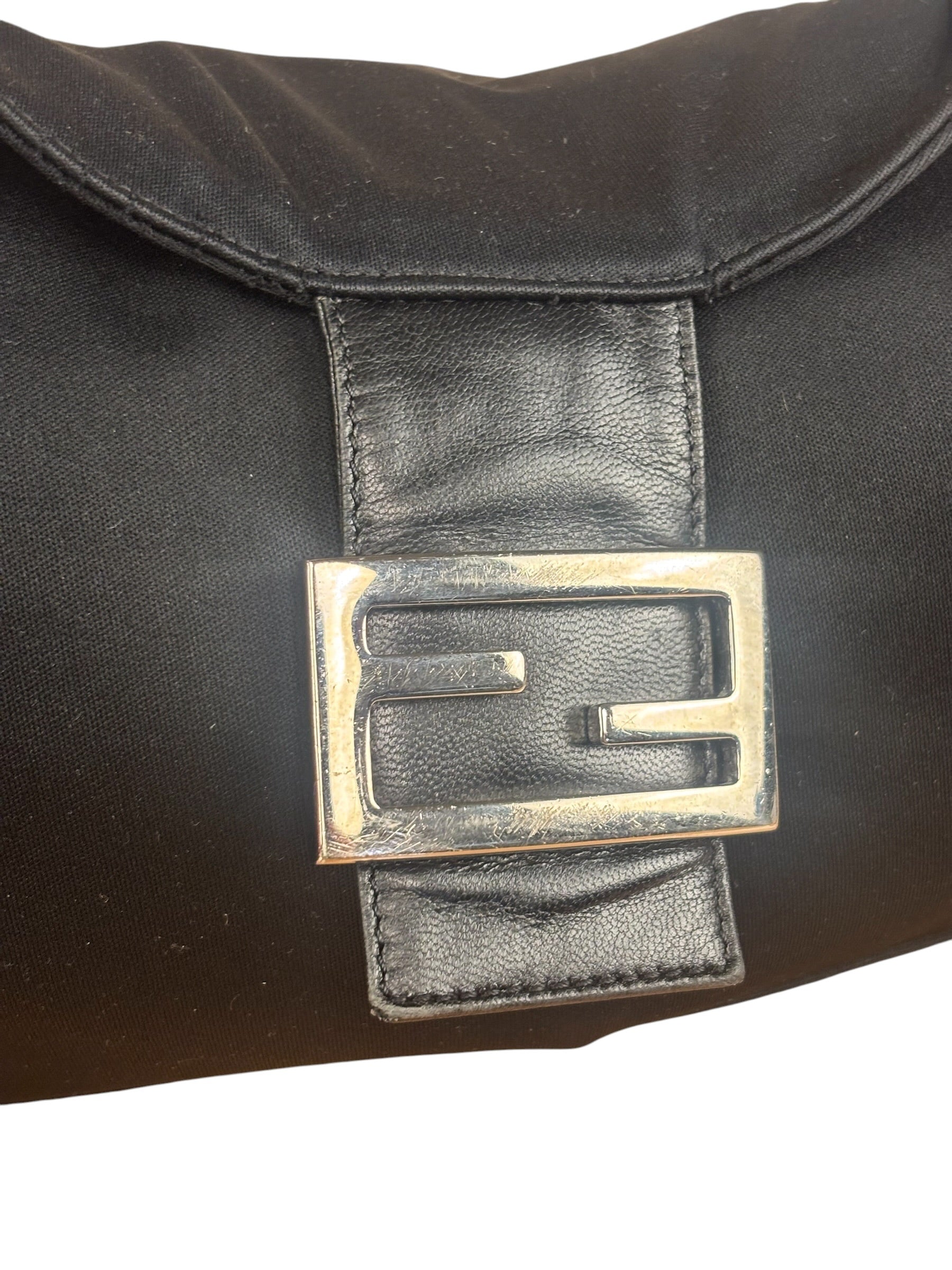Fendi Vintage Black Mamma Baguette Shoulder Bag