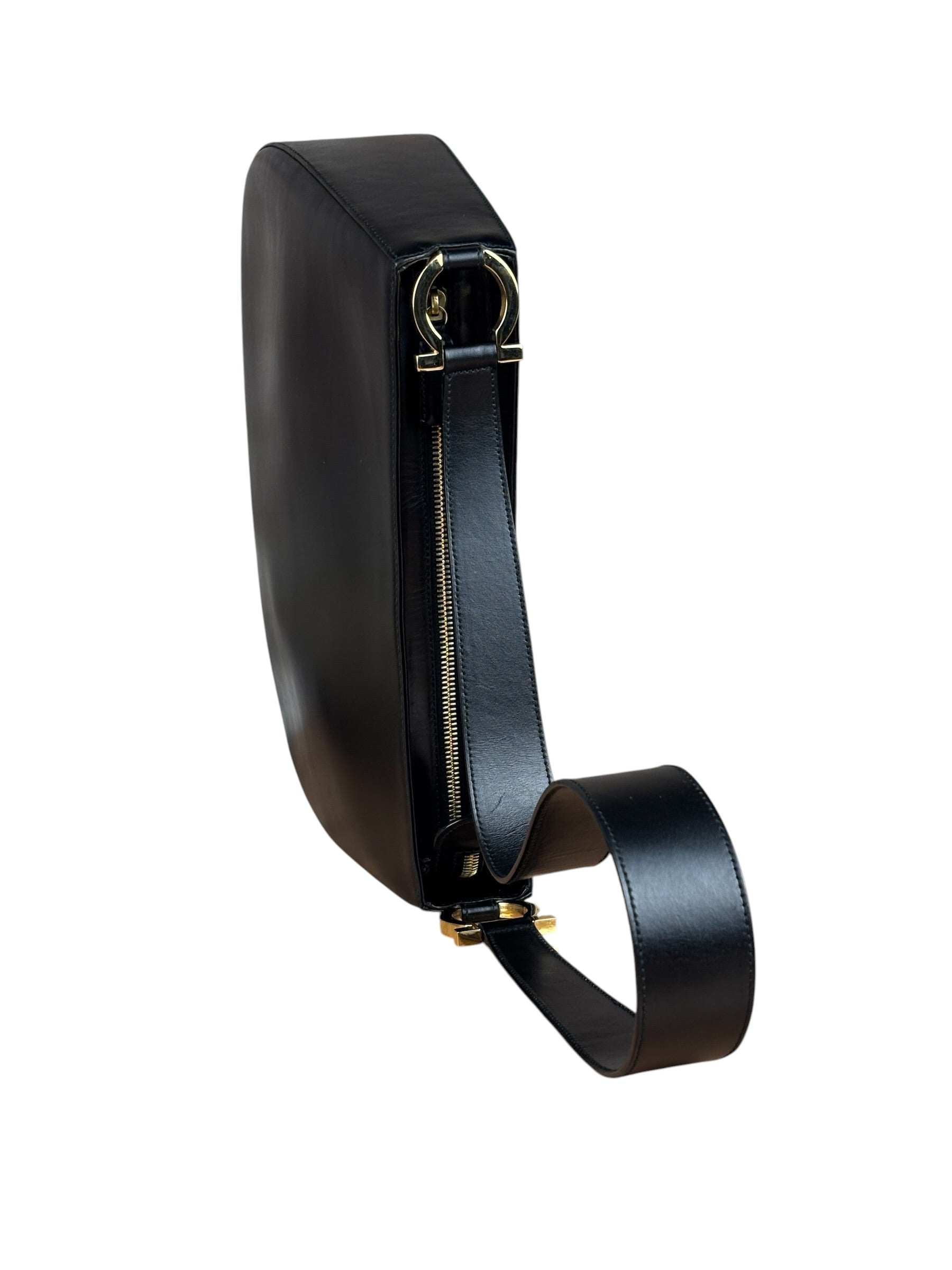 Salvatore Ferragamo Black Leather Hobo Bag