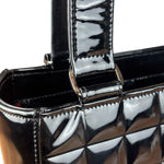 Chanel Black Patent Chocolate Bar Shoulder Tote 2002
