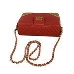 Chanel Red Quilted Leather Rock The Corner Minaudiere Shoulder Bag 2018