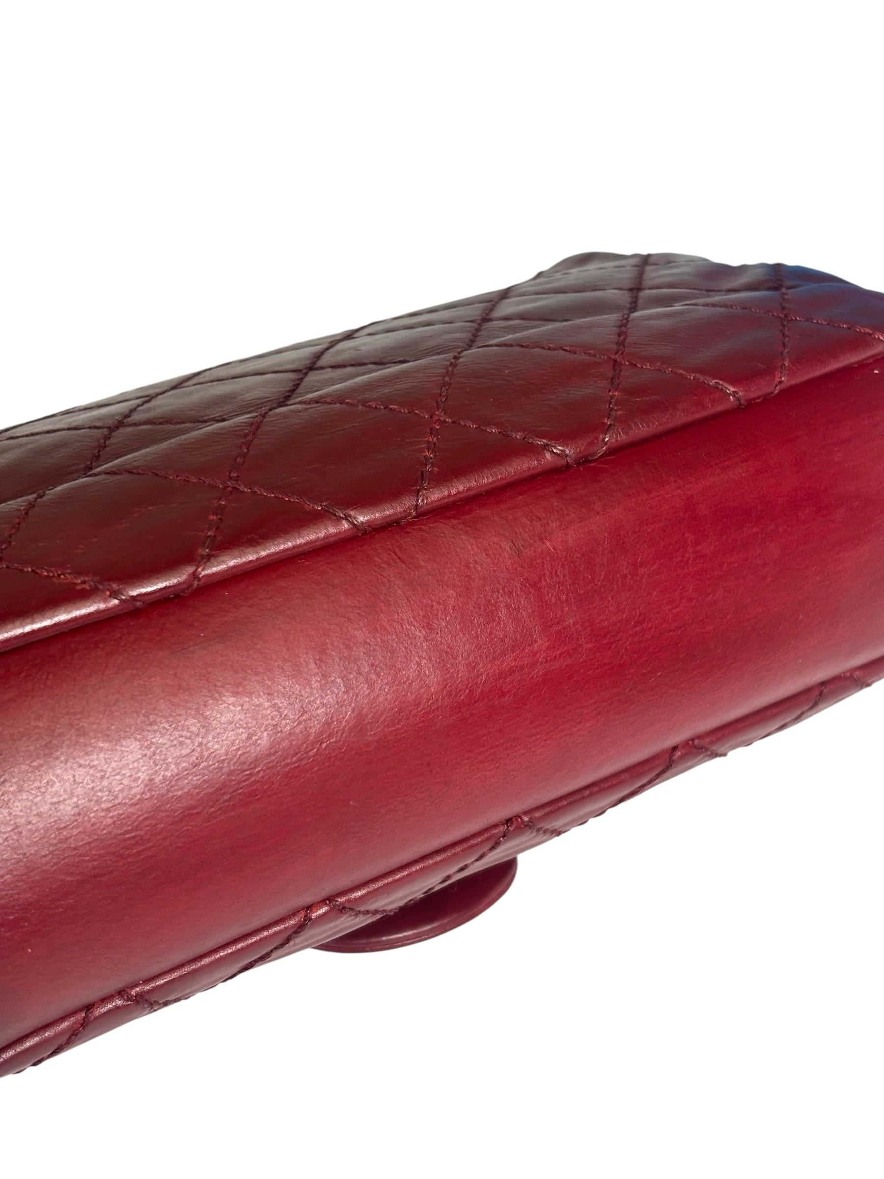 Chanel Red Quilted Calfskin Glazed Medium Duo Flap Bag 2012