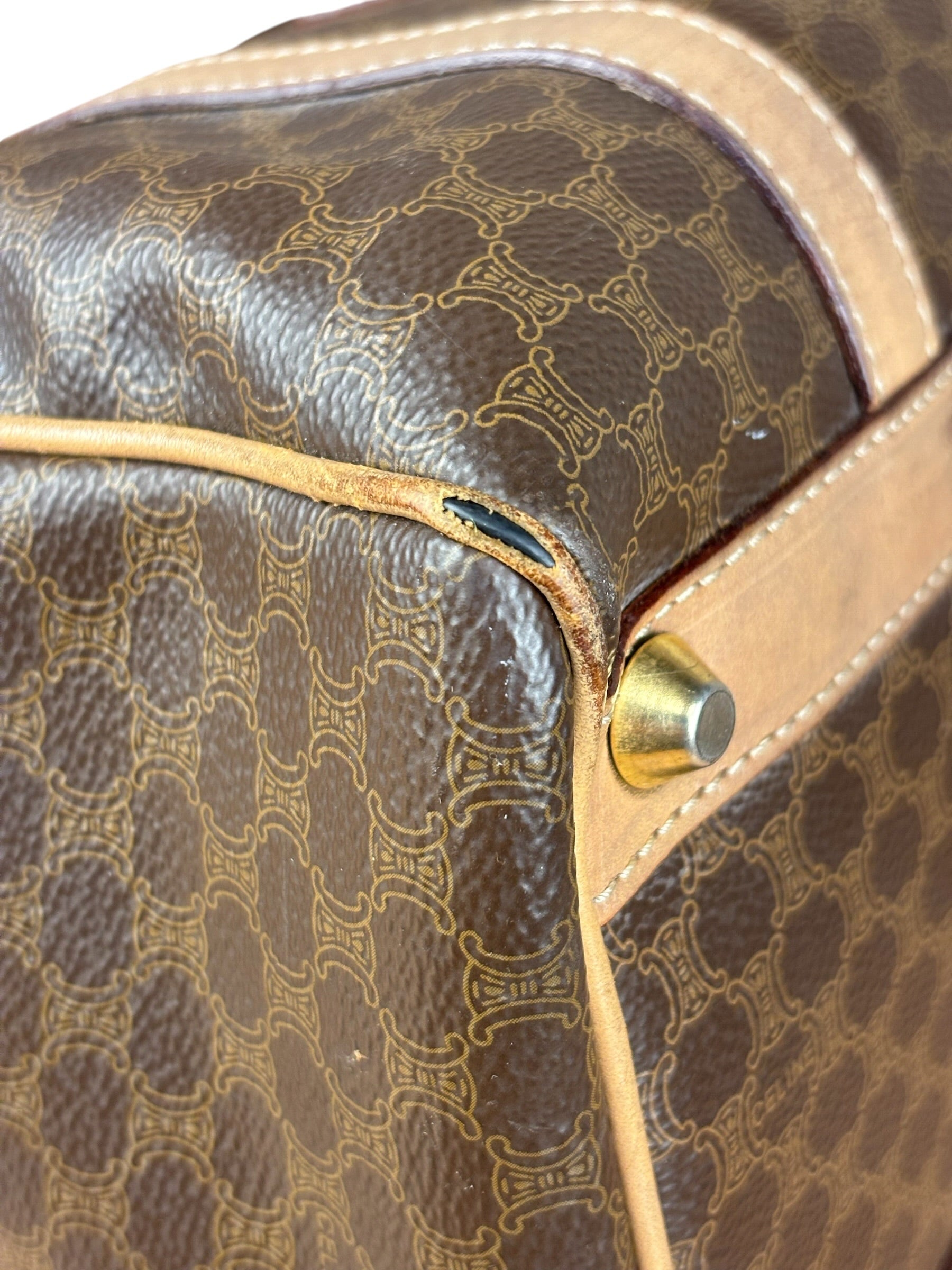 Celine Brown Leather Boston Handbag