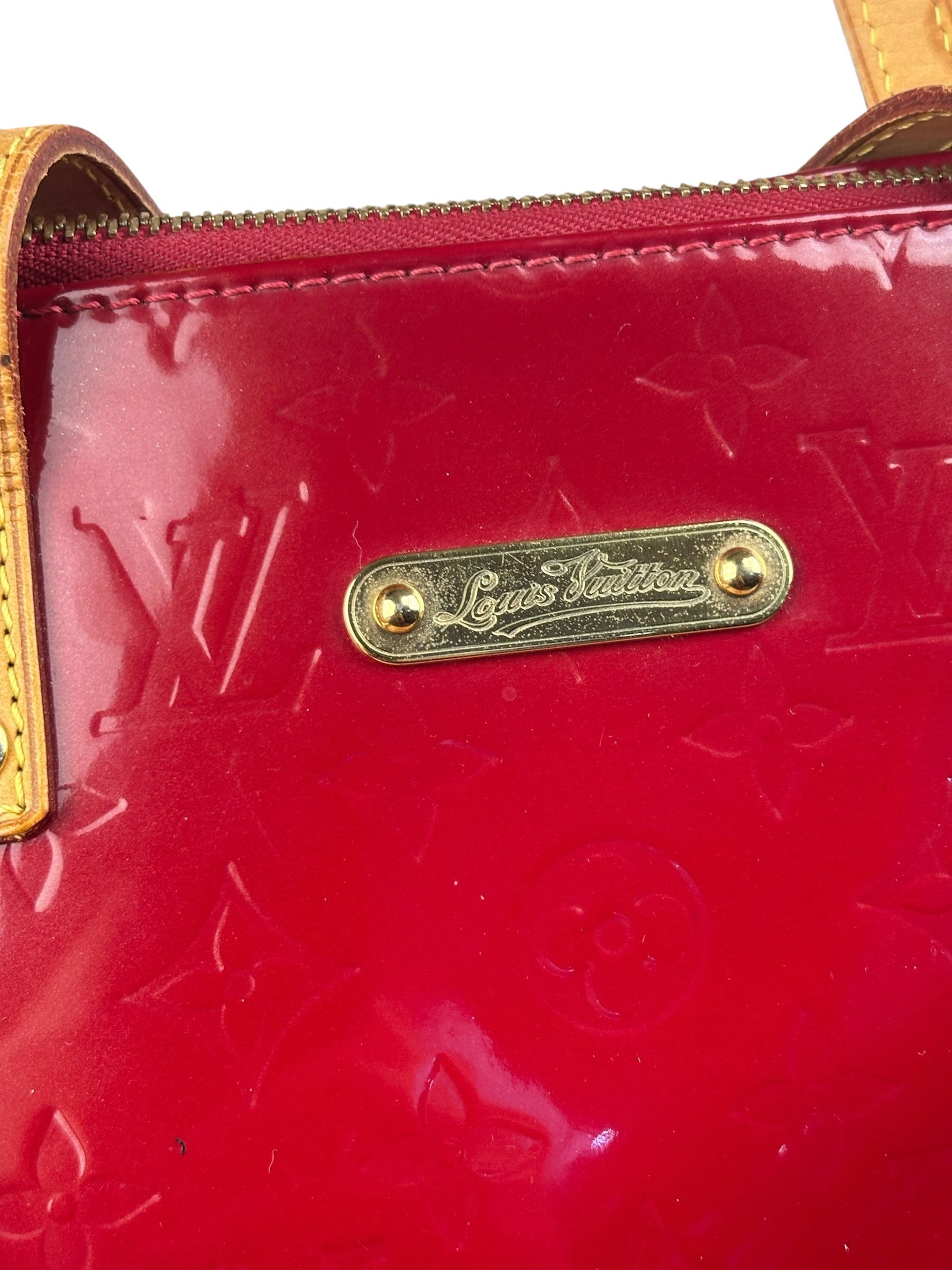 Louis Vuitton Red Leather Monogram Vernis Bellevue Handbag PM