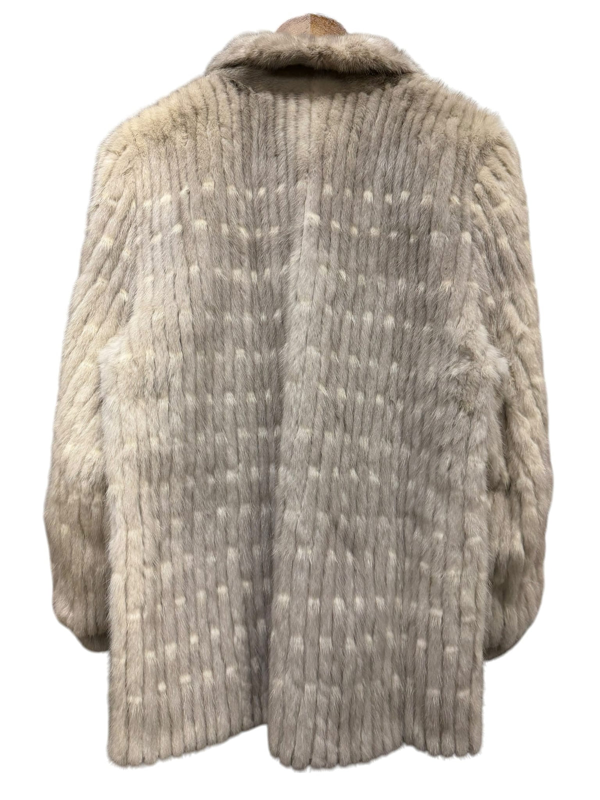 Vintage Light Grey Vertical Striped Saga Mink Fur Coat