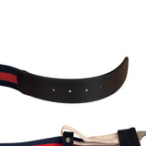 Gucci Navy Blue Leather Trim G Web Buckle Belt