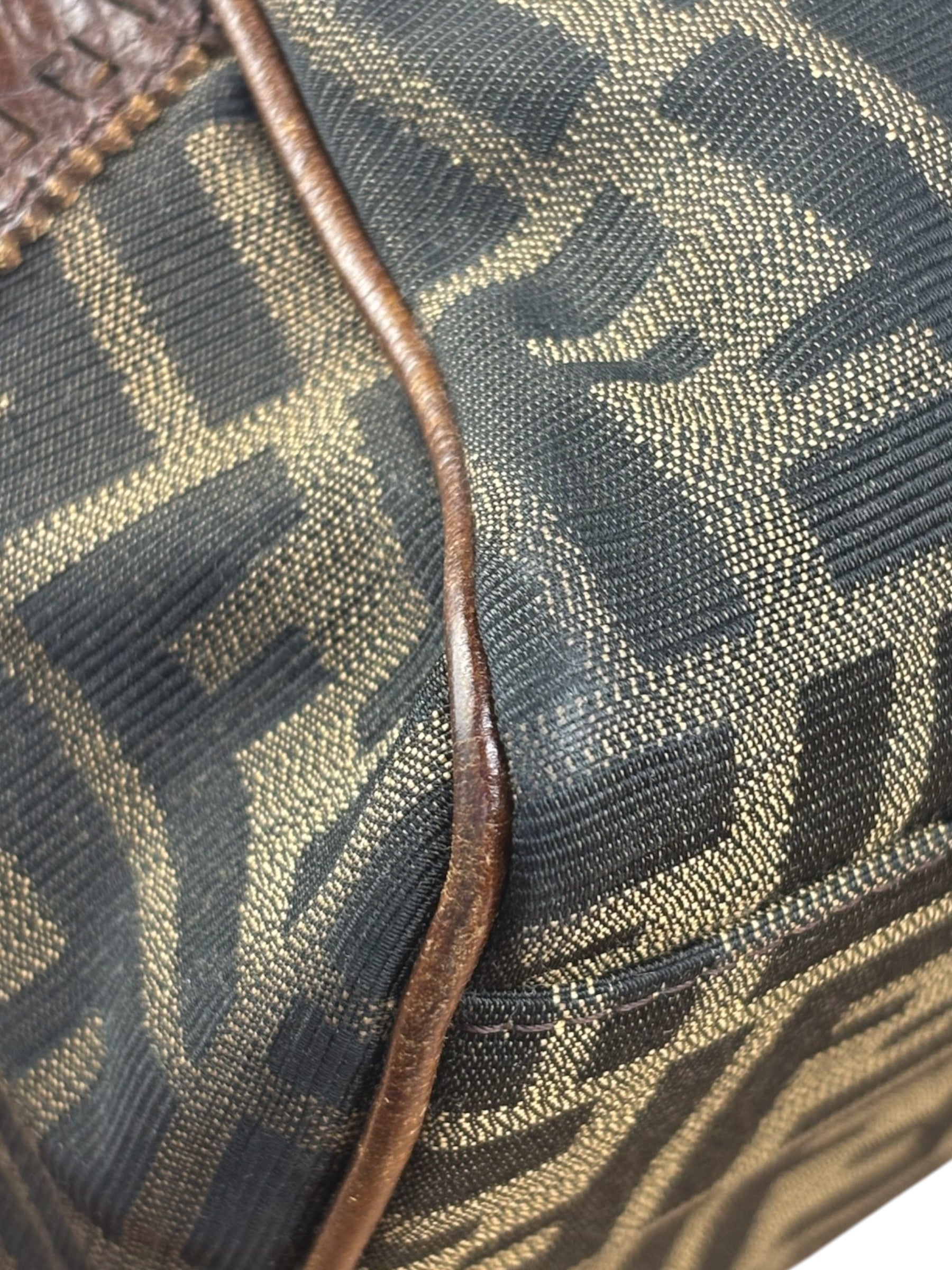 Fendi Vintage Leather Trim Zucca Etnico/Du Jour Tote Bga