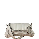 Gucci White Leather Horsebit Shoulder Bag