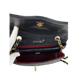 Chanel Vintage Black Leather Double Flap Shoulder Bag 1999