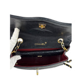 Chanel Vintage Black Leather Double Flap Shoulder Bag 1999