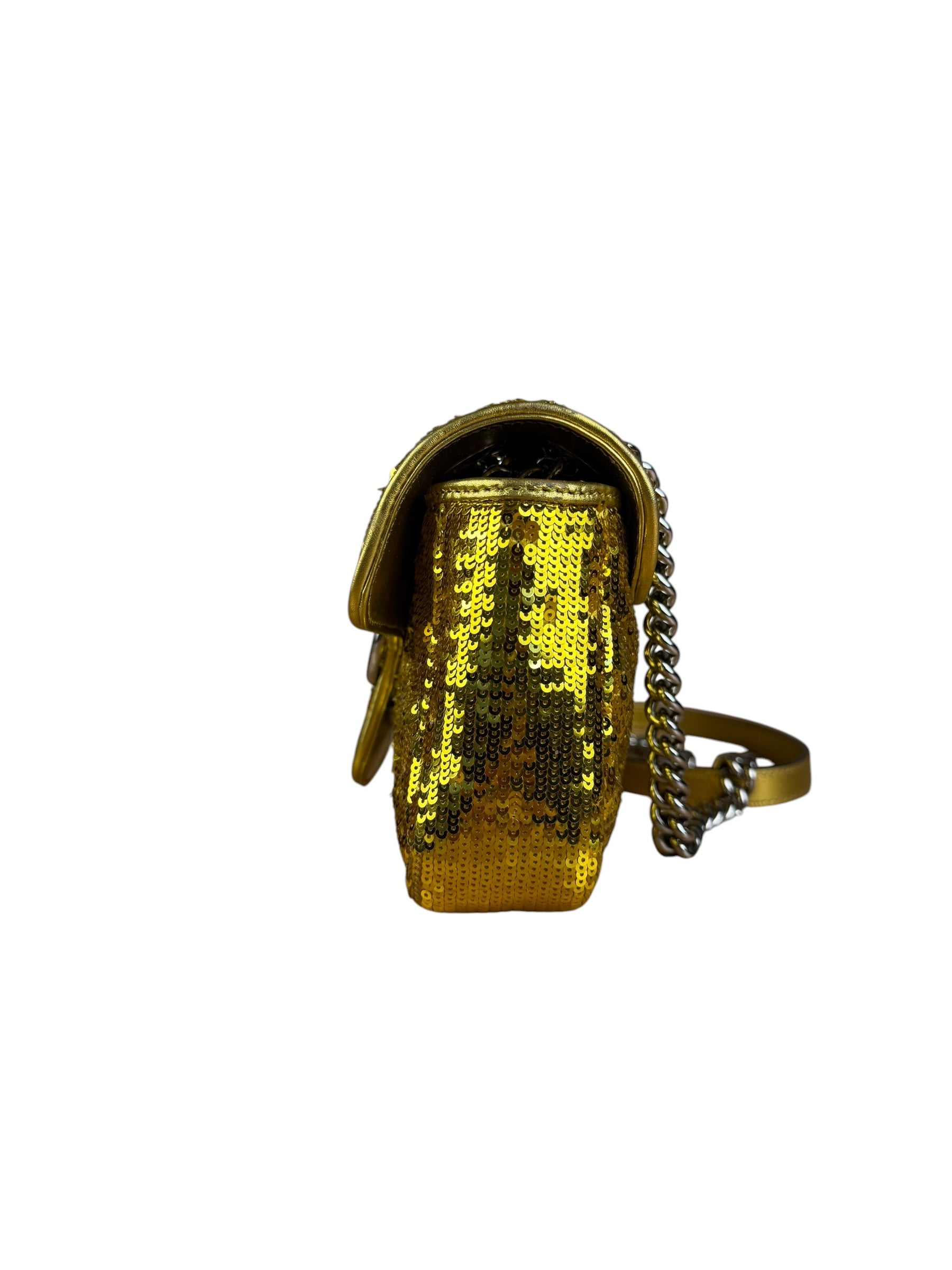 Gucci GG Marmont Gold Sequin Chain Shoulder Bag
