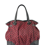 Gucci Red/Black Leather Trim GG Full Moon Tote