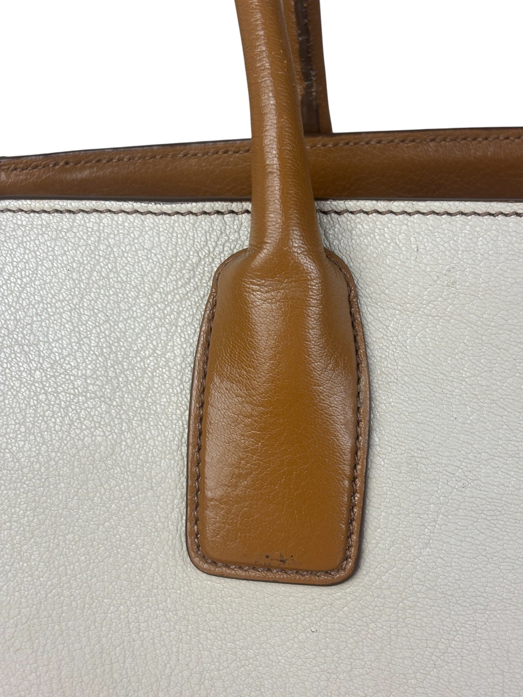 Miu Miu Beige/Brown Bicolor Leather Madras Handbag
