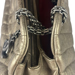 Chanel Metallic Gold Quilted Caviar Just Mademoiselle Bowling Bag 2010