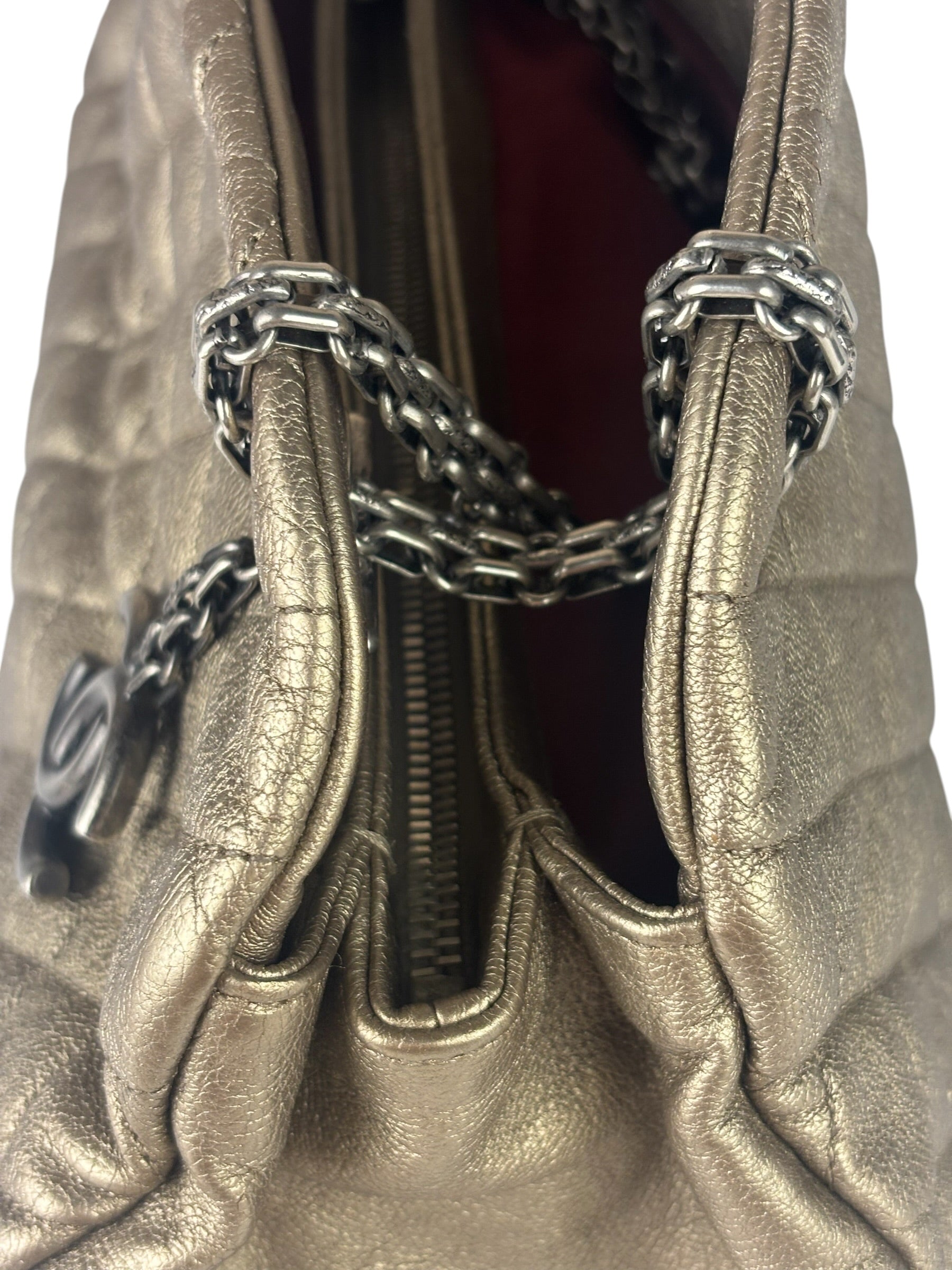 Chanel Metallic Gold Quilted Caviar Just Mademoiselle Bowling Bag 2010