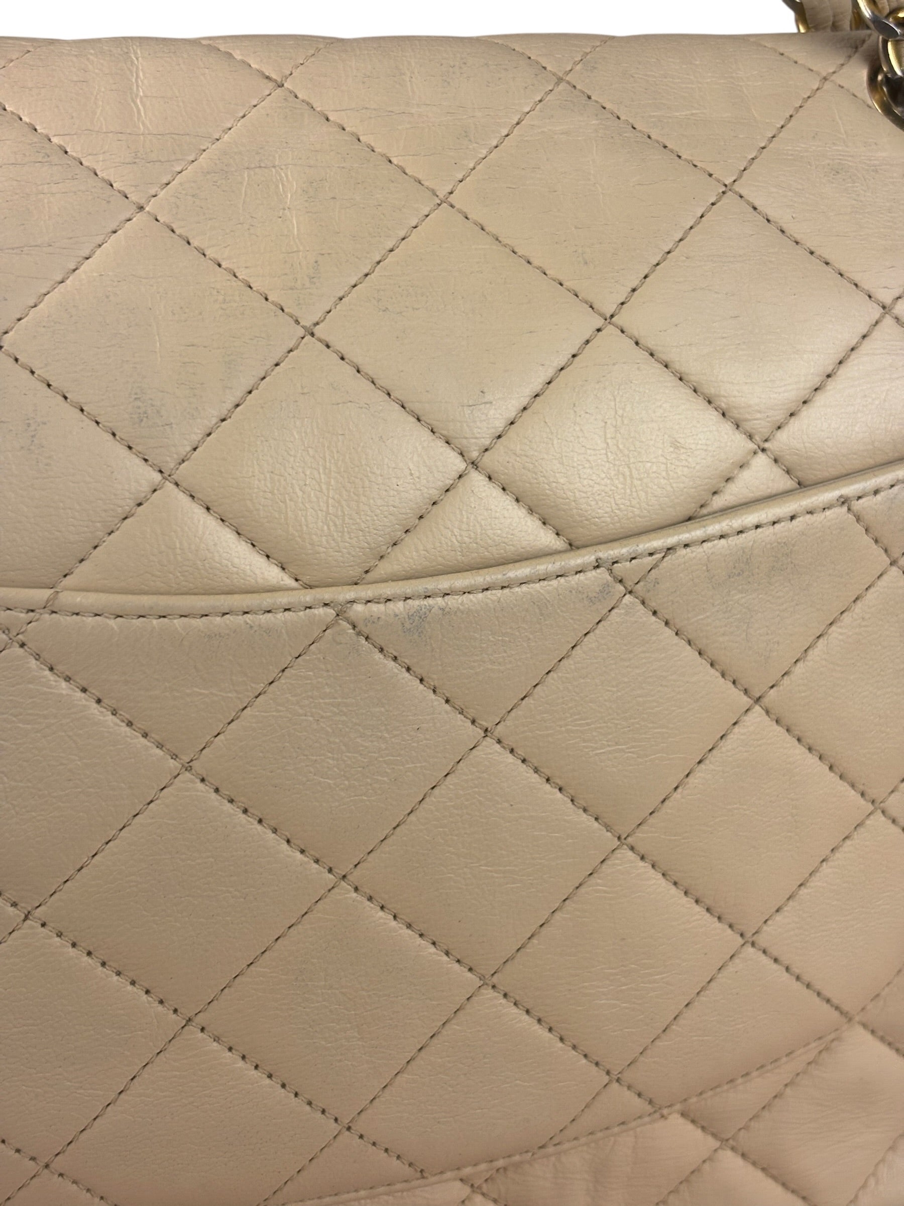 Chanel Beige Quilted CC Vintage Double Flap Bag 90s