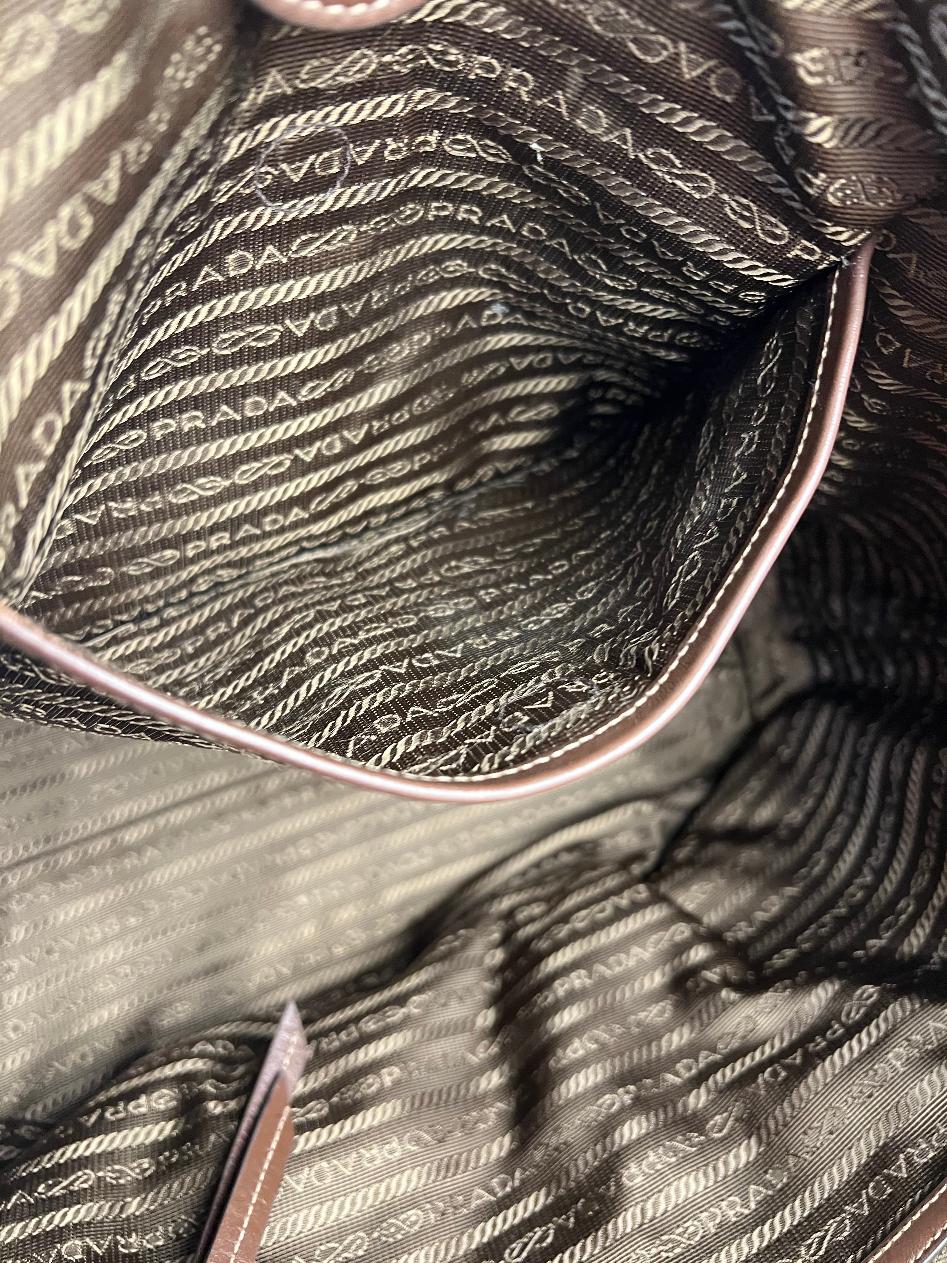 Prada Vintage Jacquard Logo Tote Brown