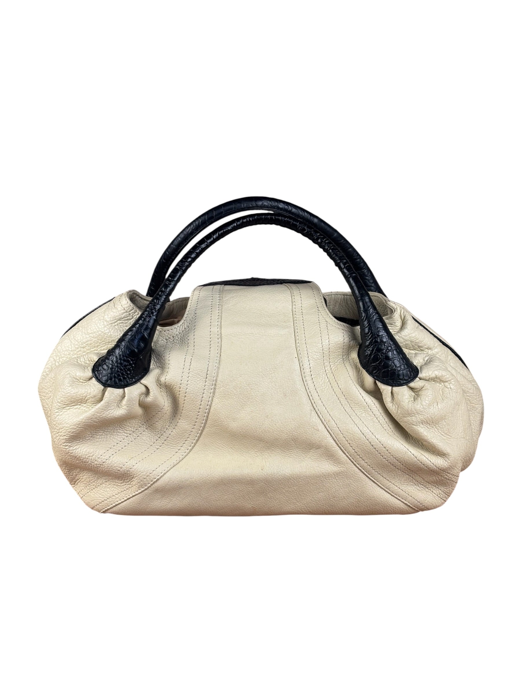 Fendi Off-White Grained Leather Spy Shoulder Bag