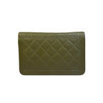 Chanel Olive Green Quilted Caviar Boy Flap Wallet On Chain 2017