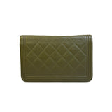 Chanel Olive Green Quilted Caviar Boy Flap Wallet On Chain 2017