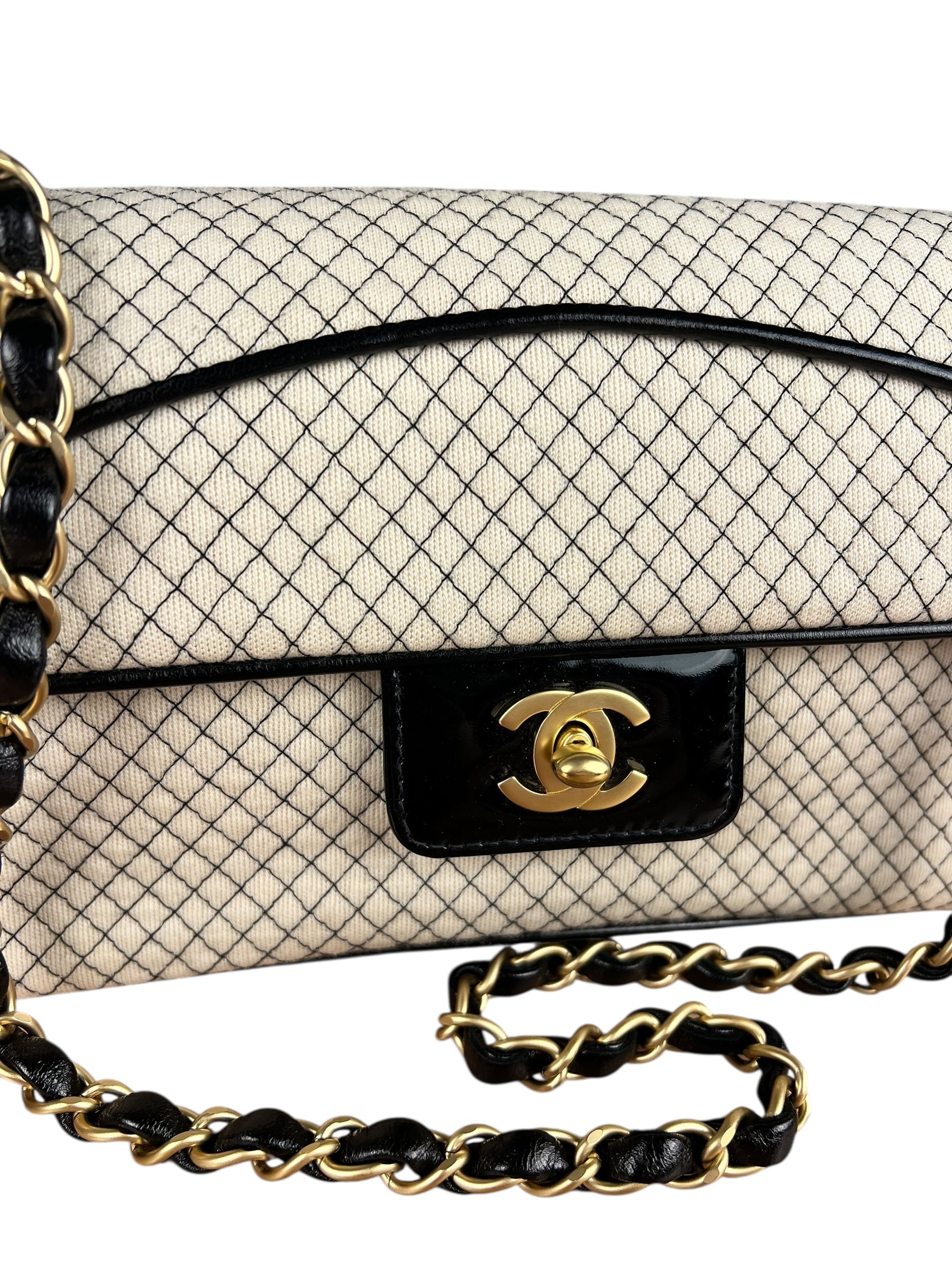 Chanel East West Beige Jersey Flap Bag 2002