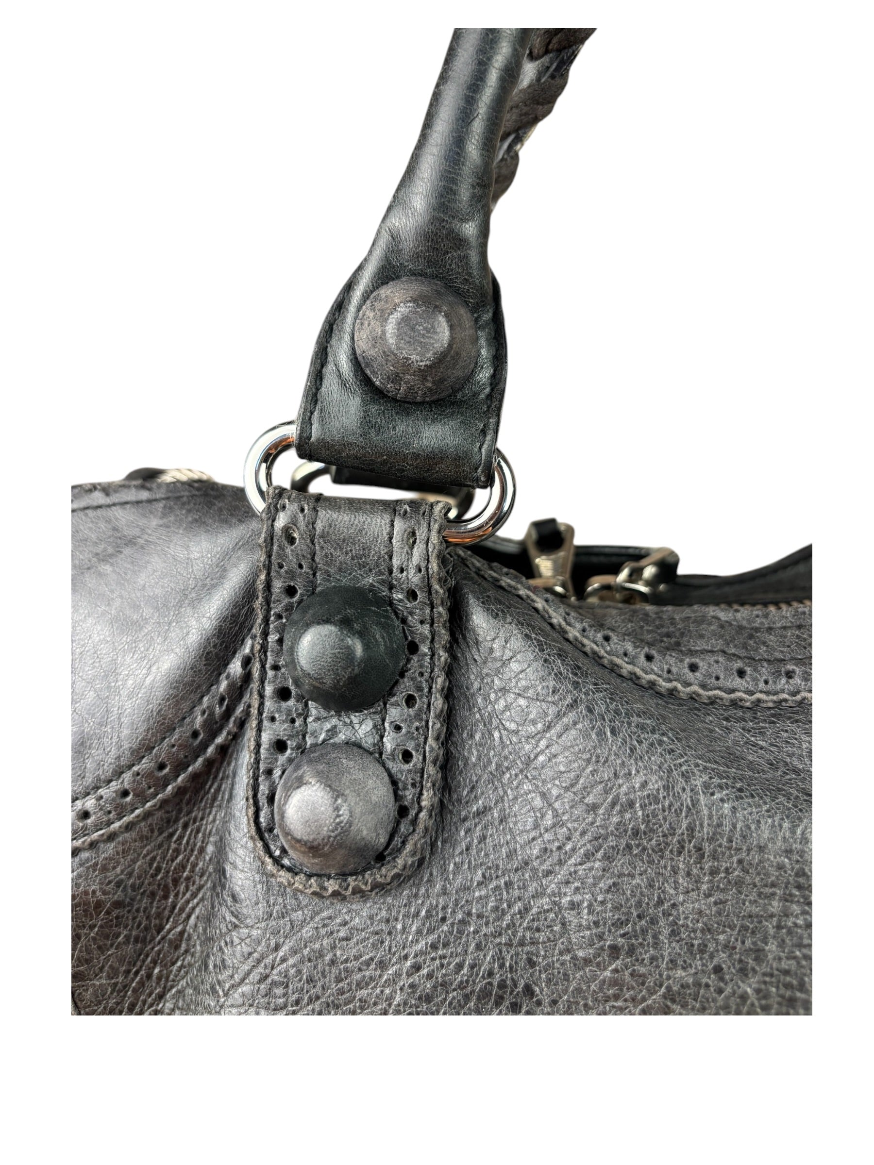 Balenciaga Dark Grey Covered Brogues City Bag
