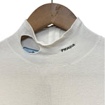 Prada White Cutout Mock Neck Long Sleeve Top