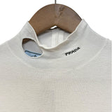 Prada White Cutout Mock Neck Long Sleeve Top