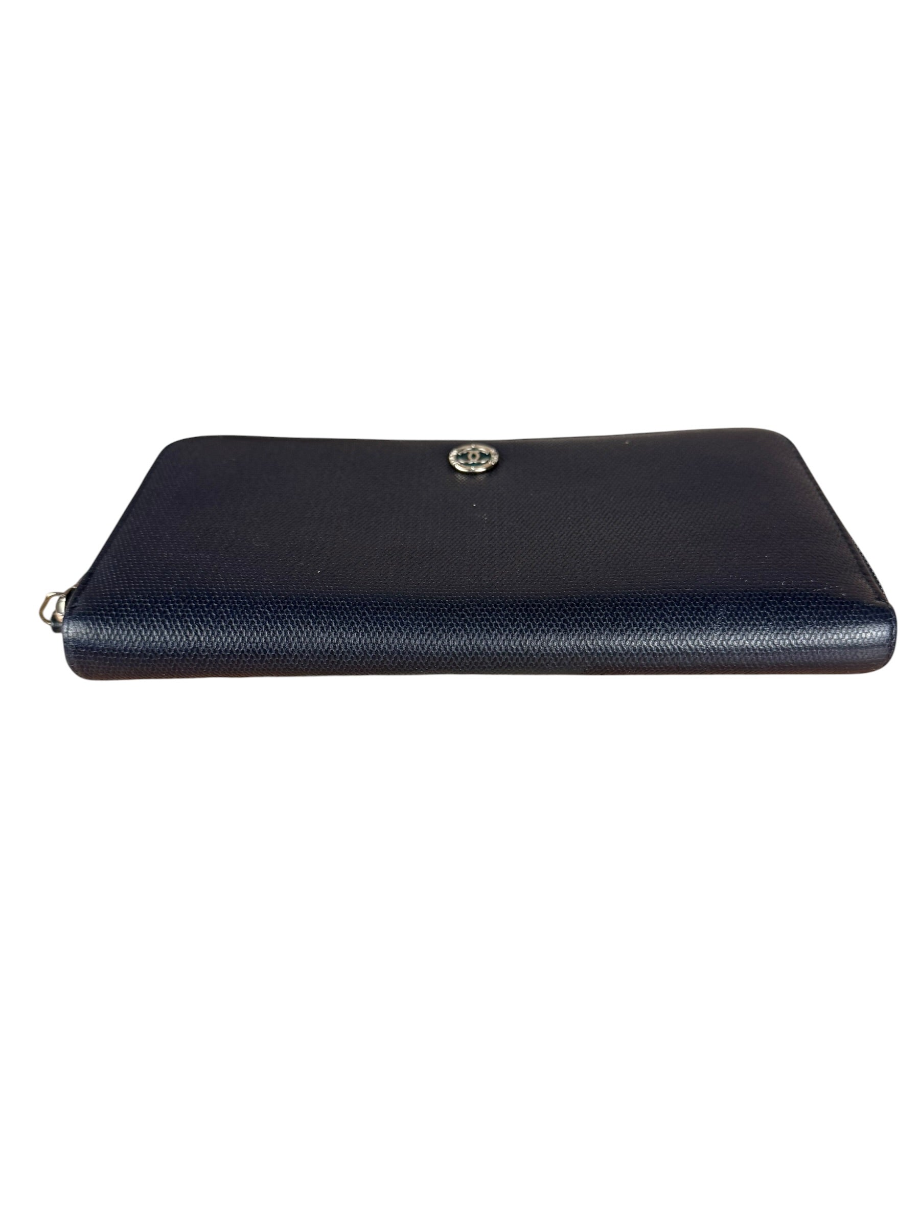 Chanel Navy Blue Long Zip Wallet