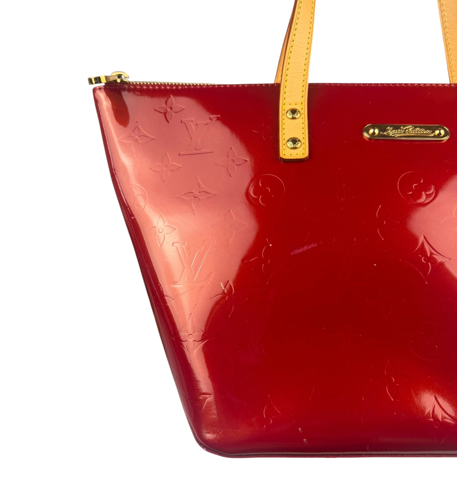 Louis Vuitton Red Monogram Vernis Bellevue Handbag PM