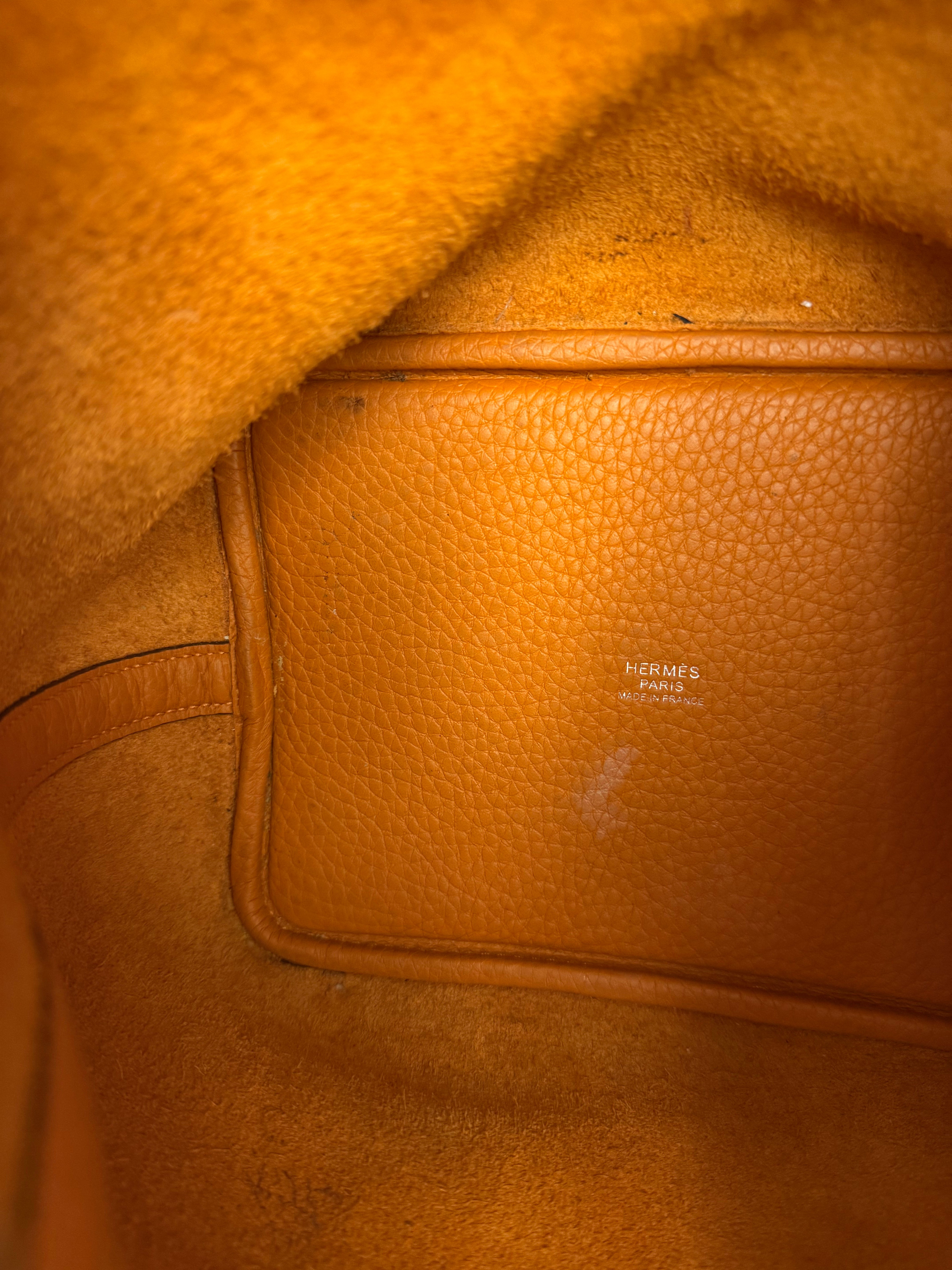 Hermes Orange Clemence Leather Picotin Lock 18 Handbag 2024