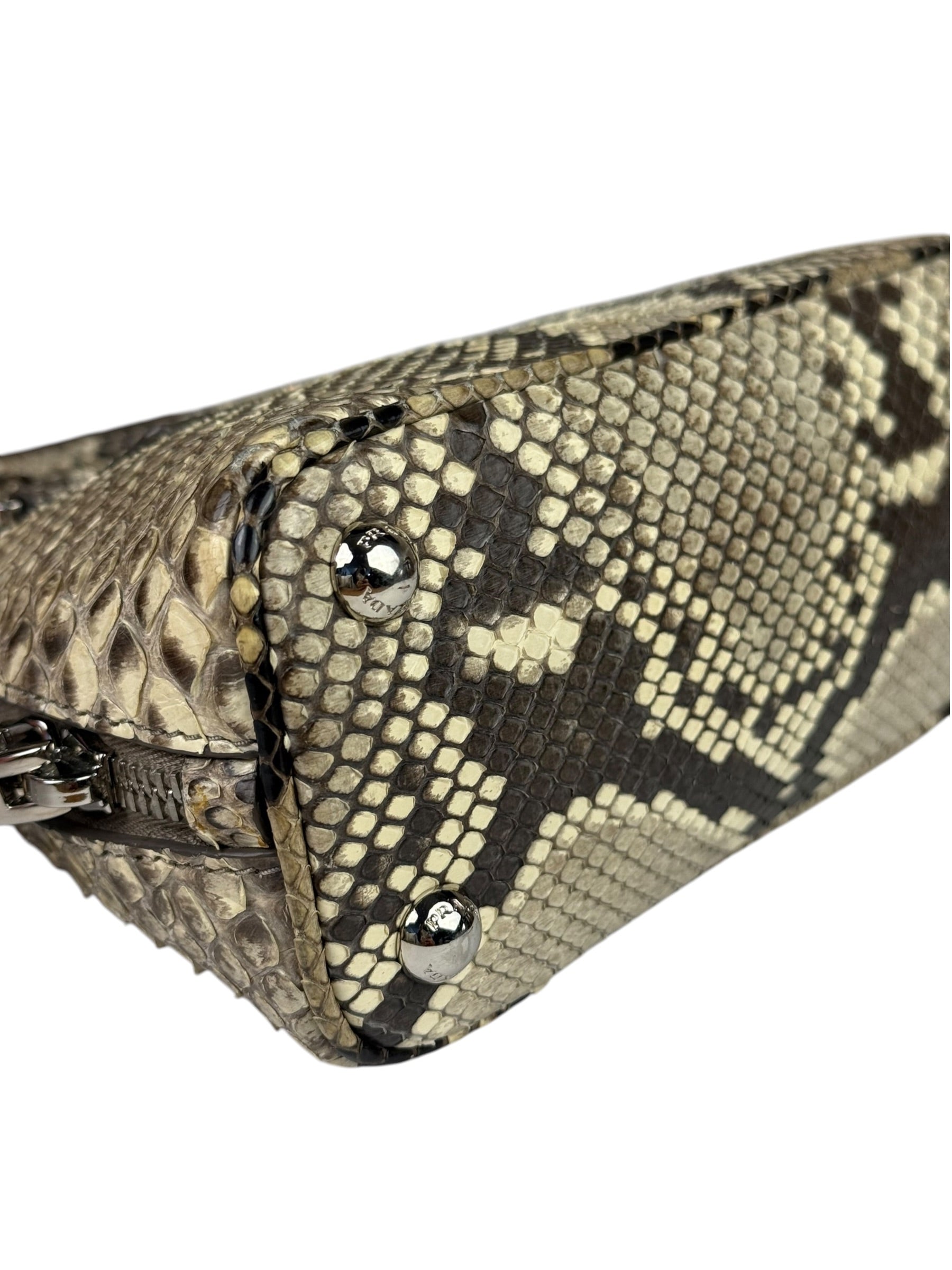 Prada Beige Python Mini Dome Two-Way Bag