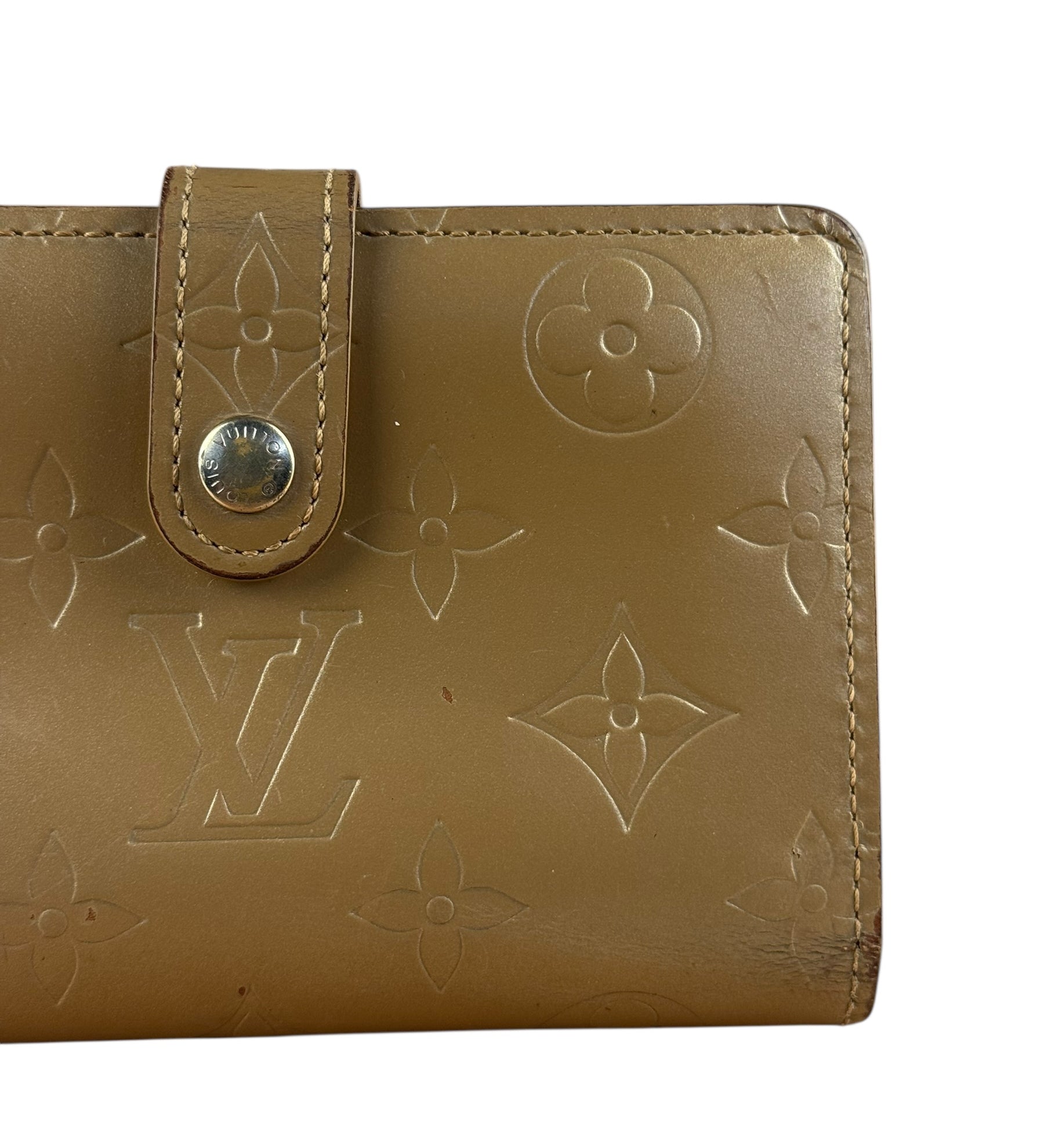 Louis Vuitton Matte Vernis Compact Wallet Beige