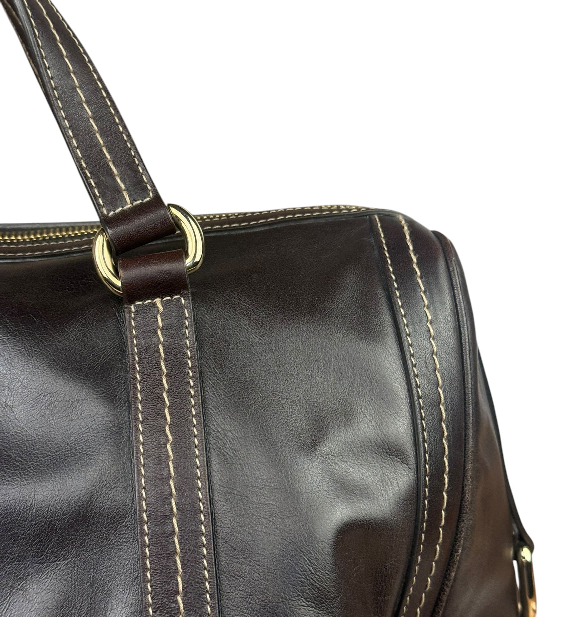 Gucci Vintage Dark Brown Leather Duchessa Boston Handbag