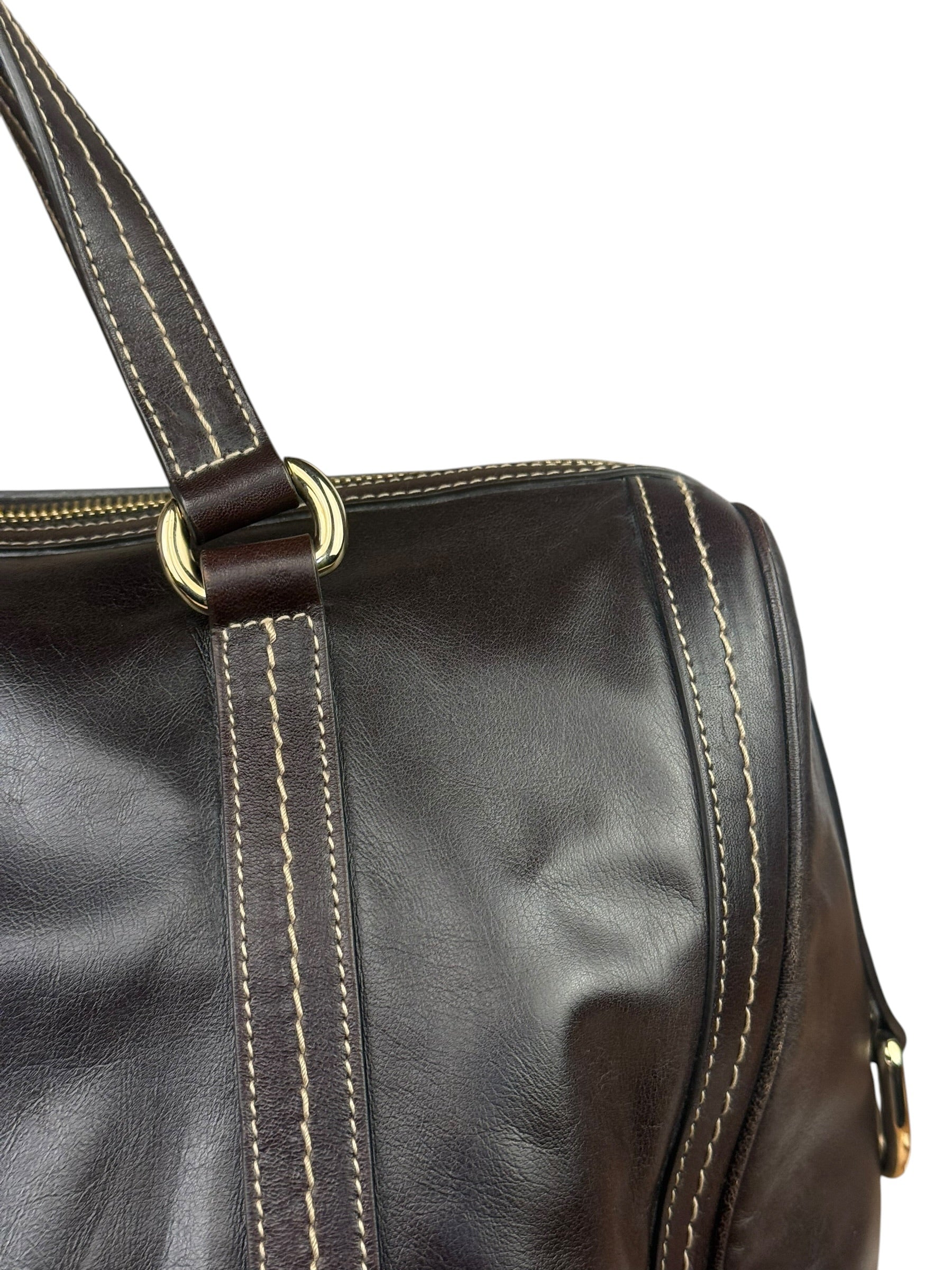 Gucci Vintage Dark Brown Leather Duchessa Boston Handbag