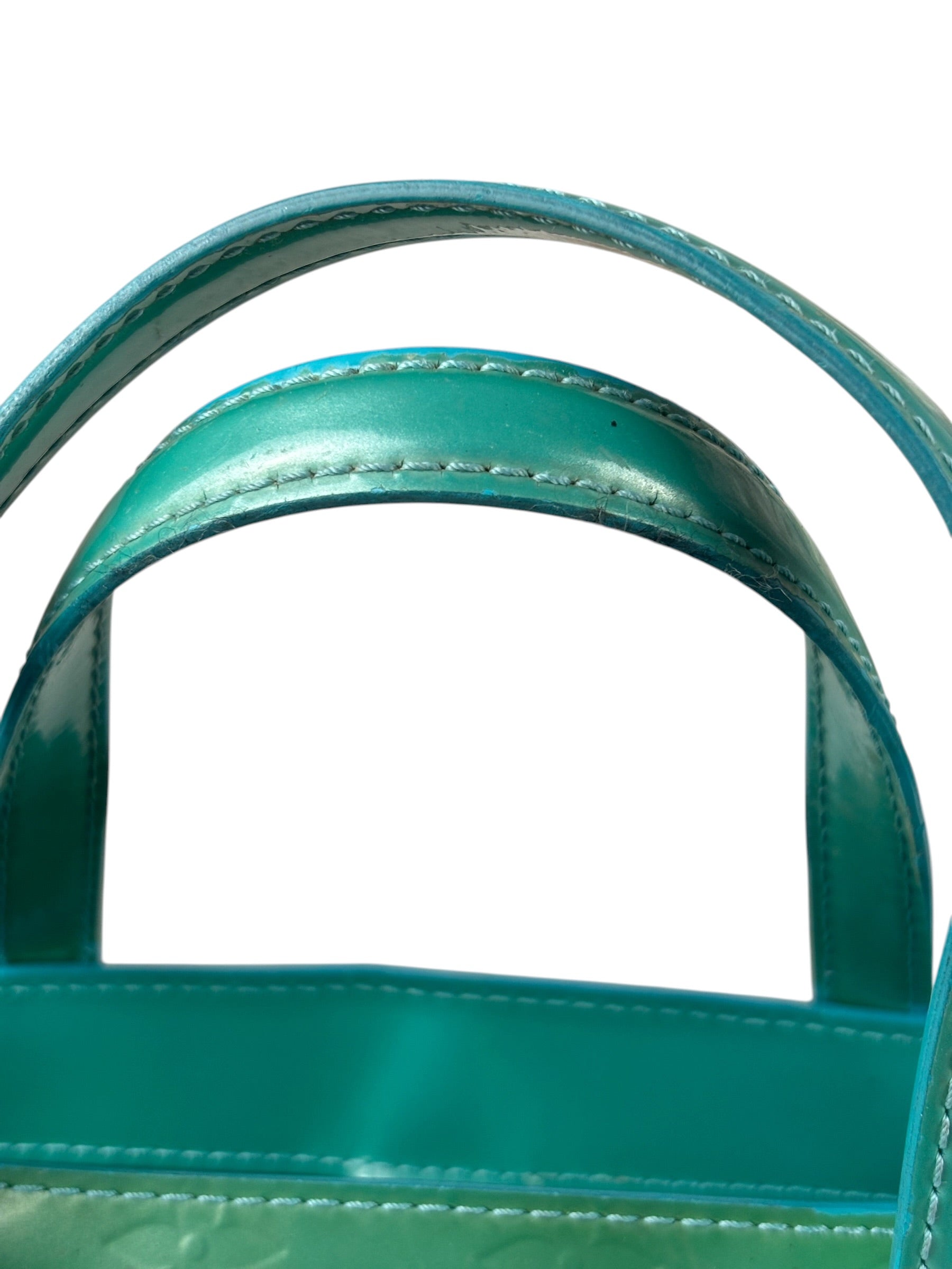 Louis Vuitton Vintage Teal Monogram Vernis Wilshire PM Tote